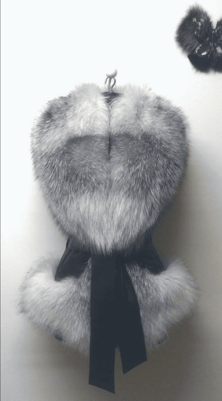 Blue Fox Vest Combined with black Lather